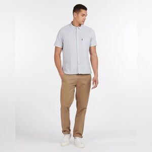 Barbour | Men’s Button Up Short Sleeve Seersucker Tailored Fit Shirt L Large